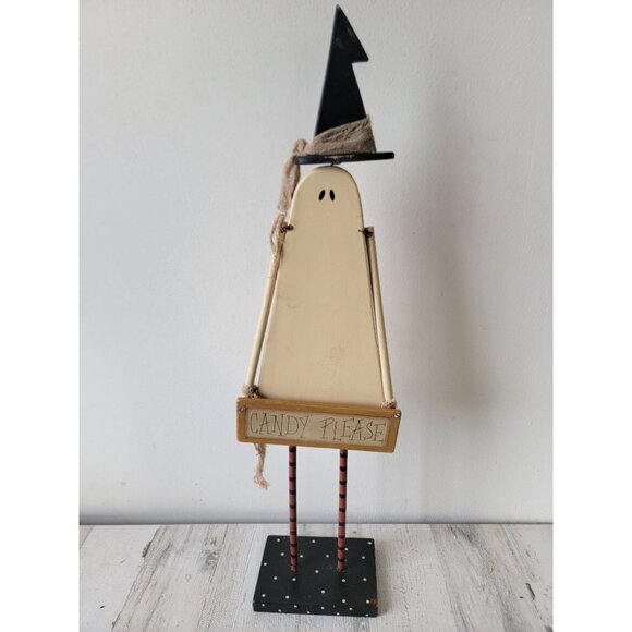 Vintage wooden ghost candy please Halloween home decor Unique - Picture 1 of 12